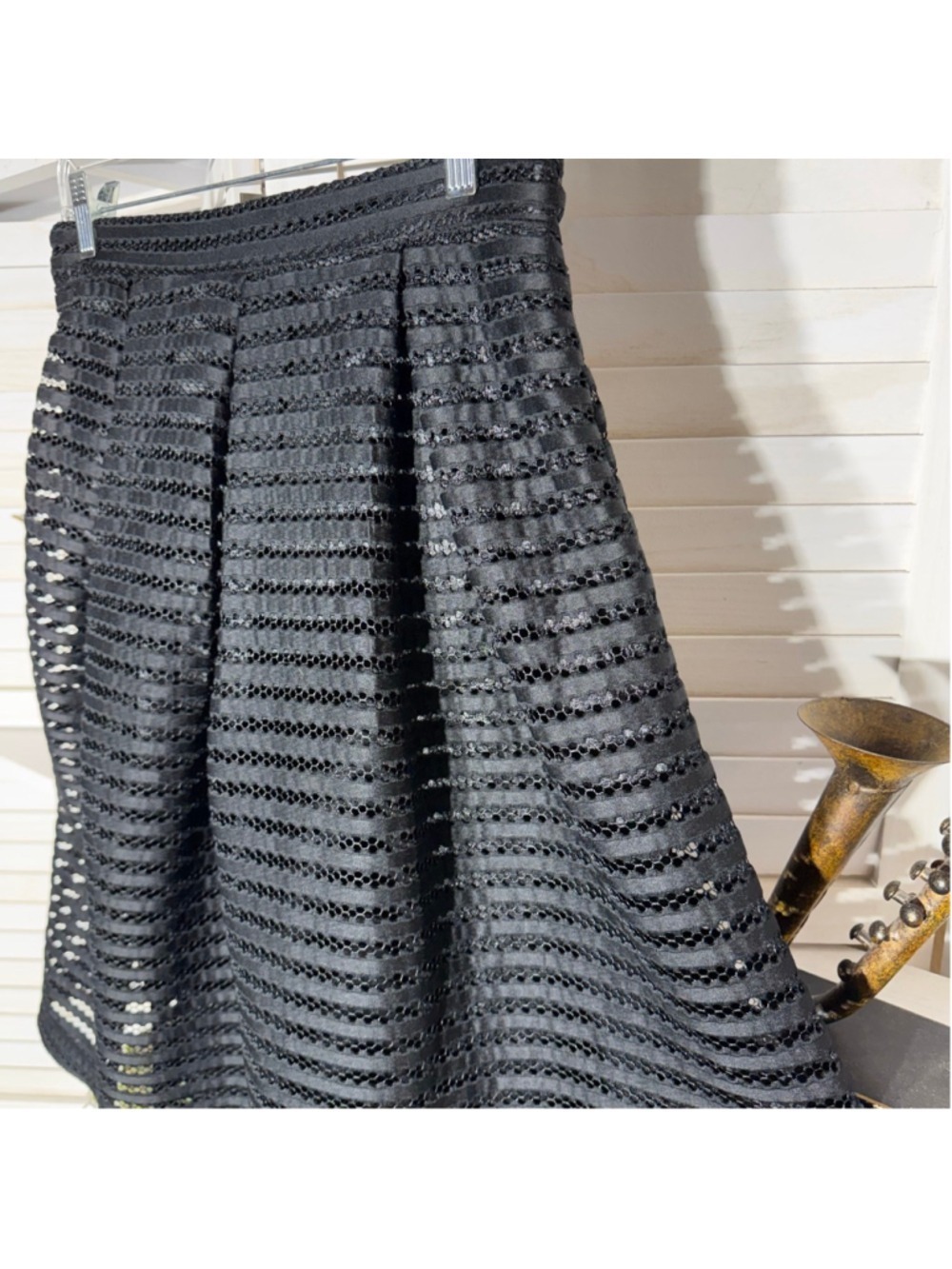 Black skirt full swing midi mesh whimsigoth festival cocktail wedding guest sz 6 - Picture 5 of 13